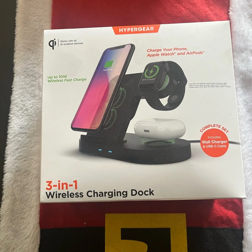 Black 3-in-1 Wireless Charging Dock